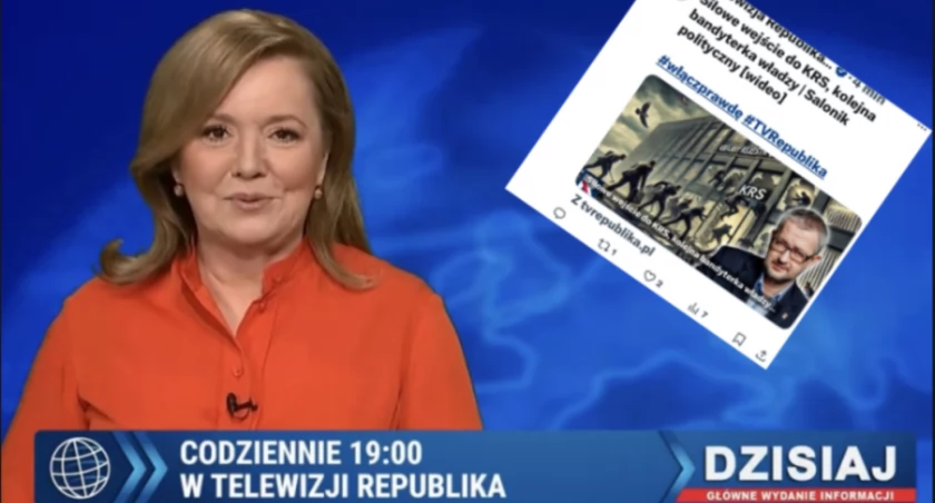 Błąd i wpadka w telewizji Republika. Opublikowano grafikę ze złym budynkiem KRS