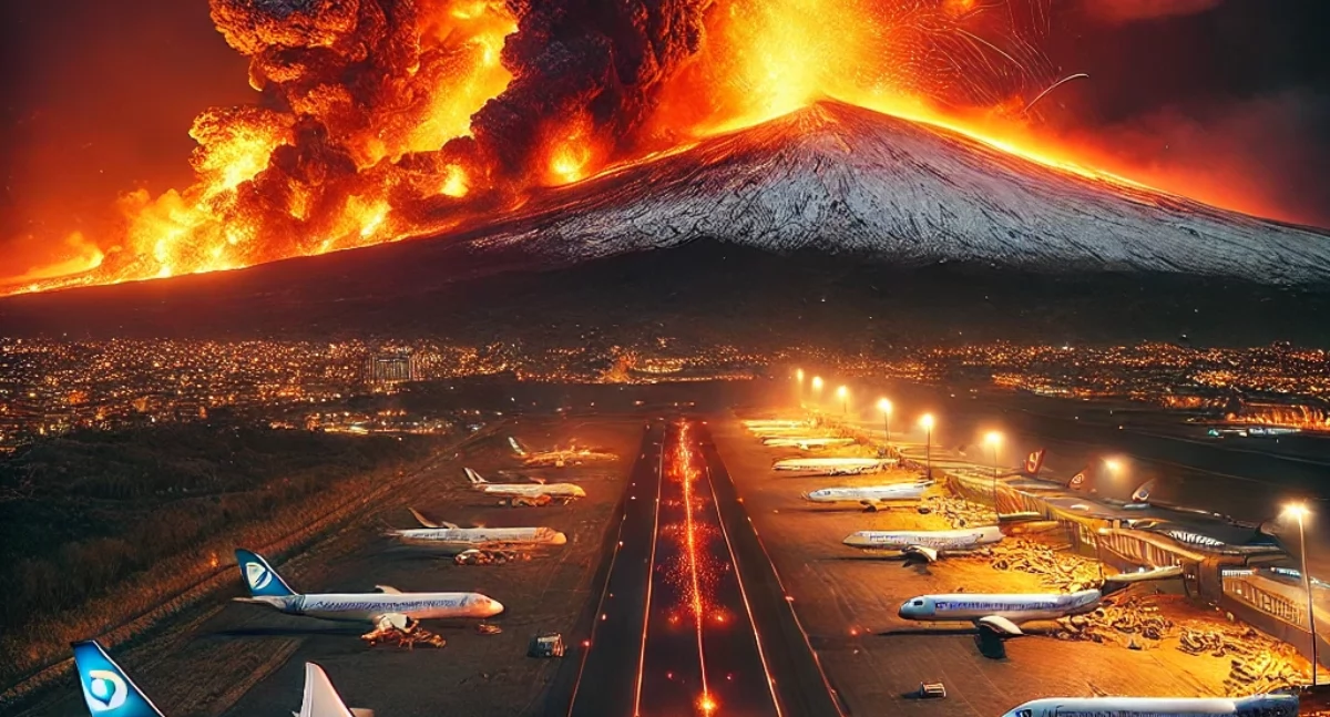 Nocna erupcja Etny. Paraliż lotniska w Katanii