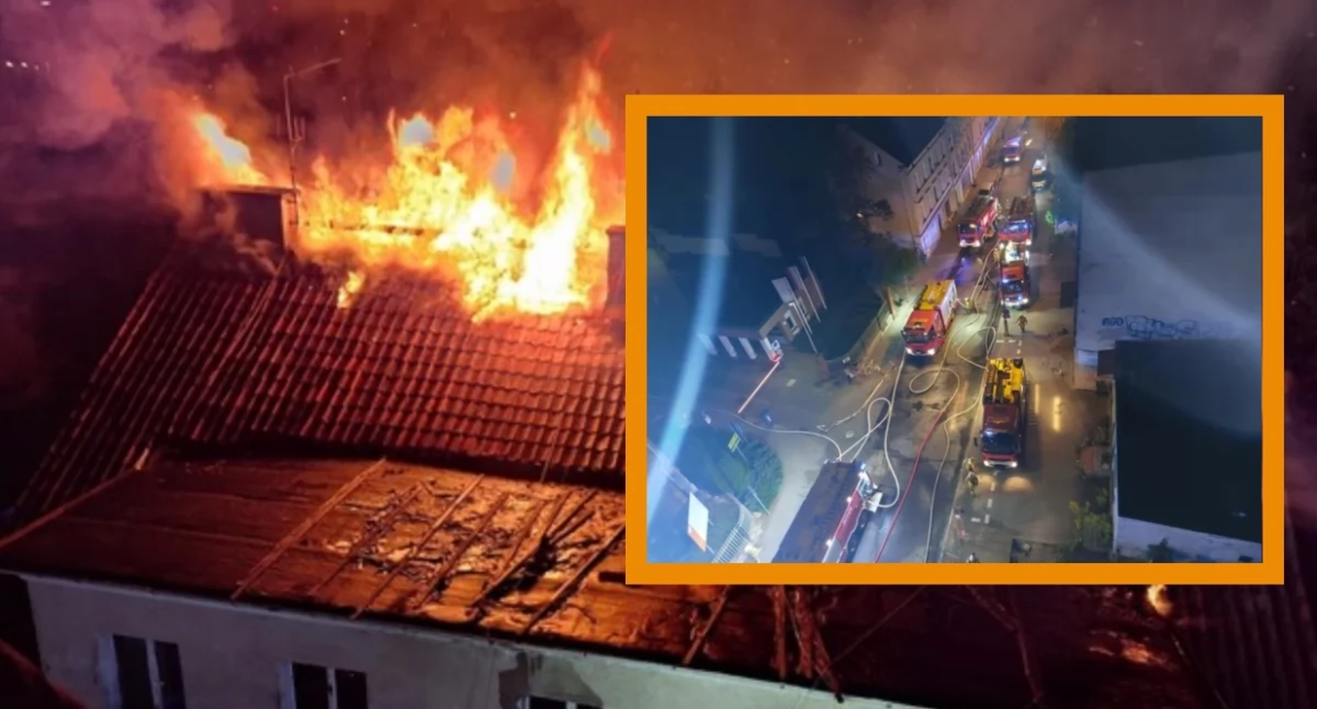 Nocny pożar kamienicy w Olsztynie. Akcja strażaków trwała kilka godzin