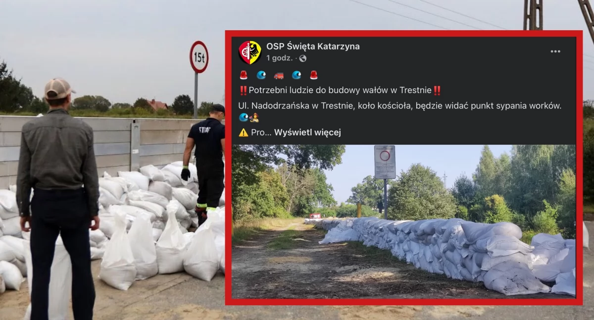 Trestno w potrzebie. Strażacy proszą mieszkańców o pomoc przy budowie wałów