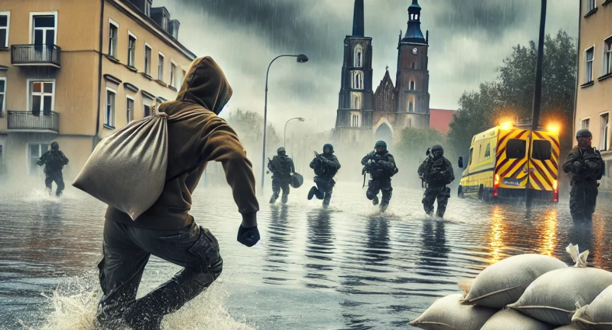 Bezczelna kradzież we Wrocławiu! Ratownicy walczą z żywiołem, a złodziej ich okrada