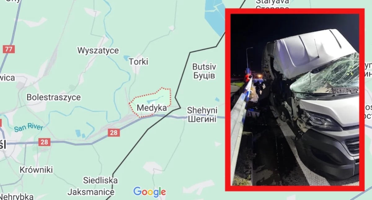 Zderzenie busa z ciężarówką pod Medyką. Dwie osoby nie żyją, utrudnienia na drodze