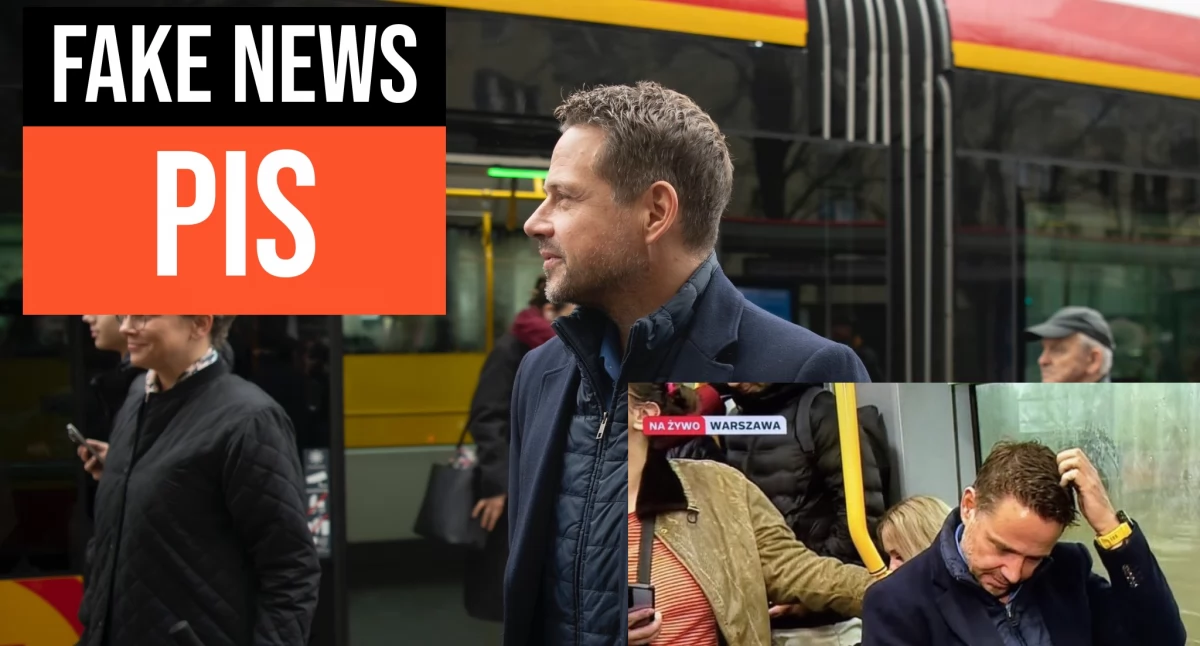 Rafał Trzaskowski w tramwaju jadącym na Wilanów. Obalamy fake news PiS o tym, że prezydent miał nie ustąpić kobiecie miejsca w tramwaju 
