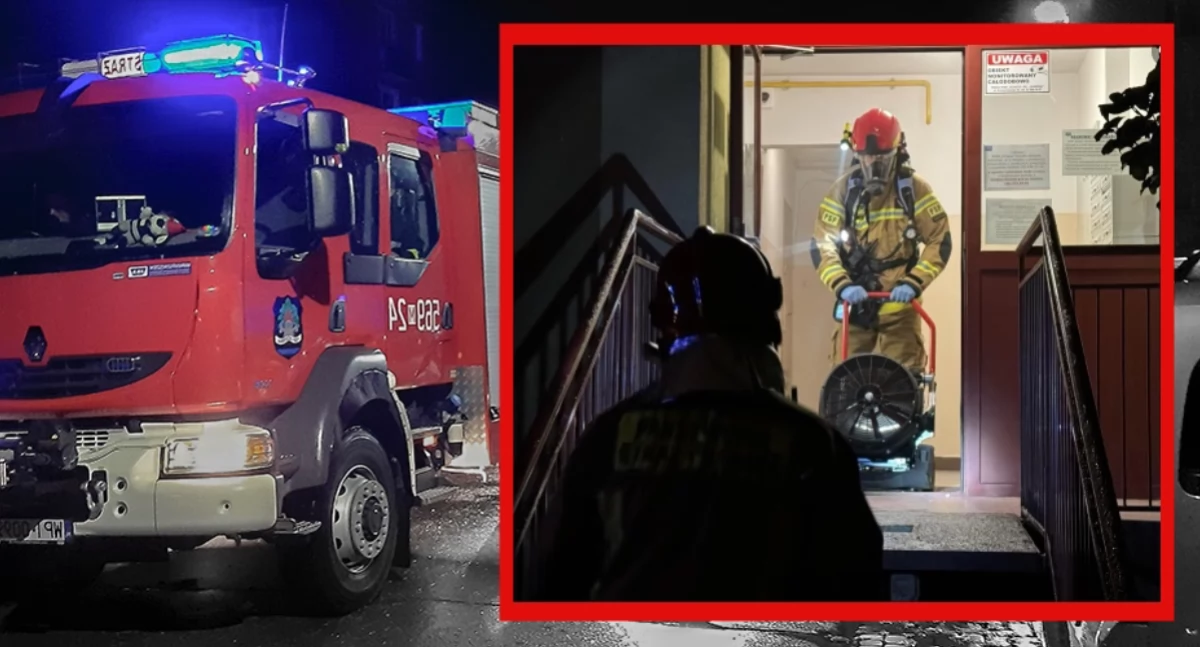 Pożar w bloku Warszawa-Włochy. Akcja ratunkowa strażaków
