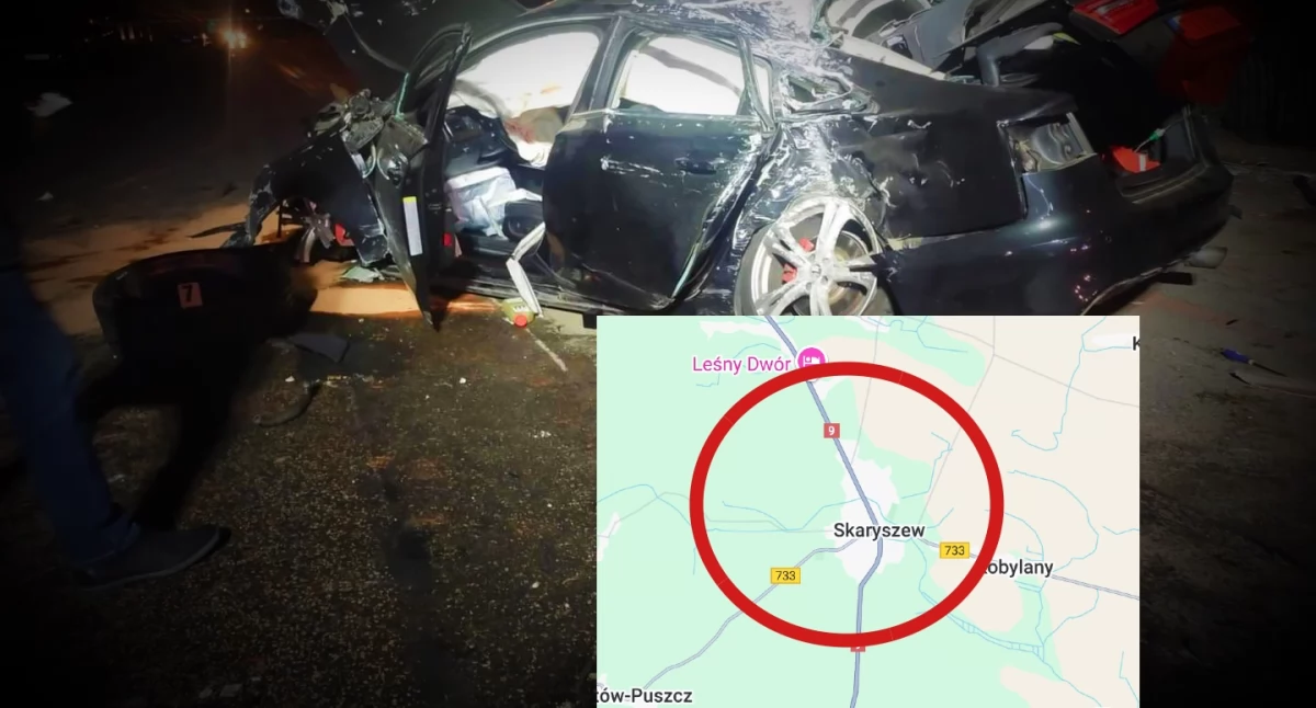 Wypadek w Skaryszewie. 17-latek bez prawa jazdy za kierownicą spowodował wypadek. Śmierć poniosła jedna osoba