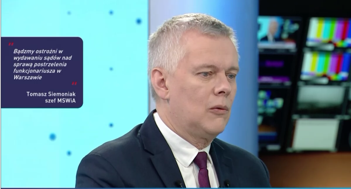 Tomasz Siemoniak – szef MSWiA podczas wywiadu w Telewizji Polskiej. Minister komentuje śmierć policjanta w Warszawie