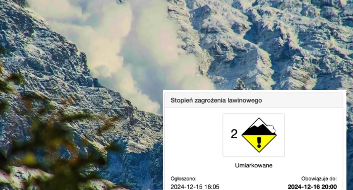Zdjęcie lawiny śnieżnej. TOPR wydało drugi stopień zagrożenia lawinowego