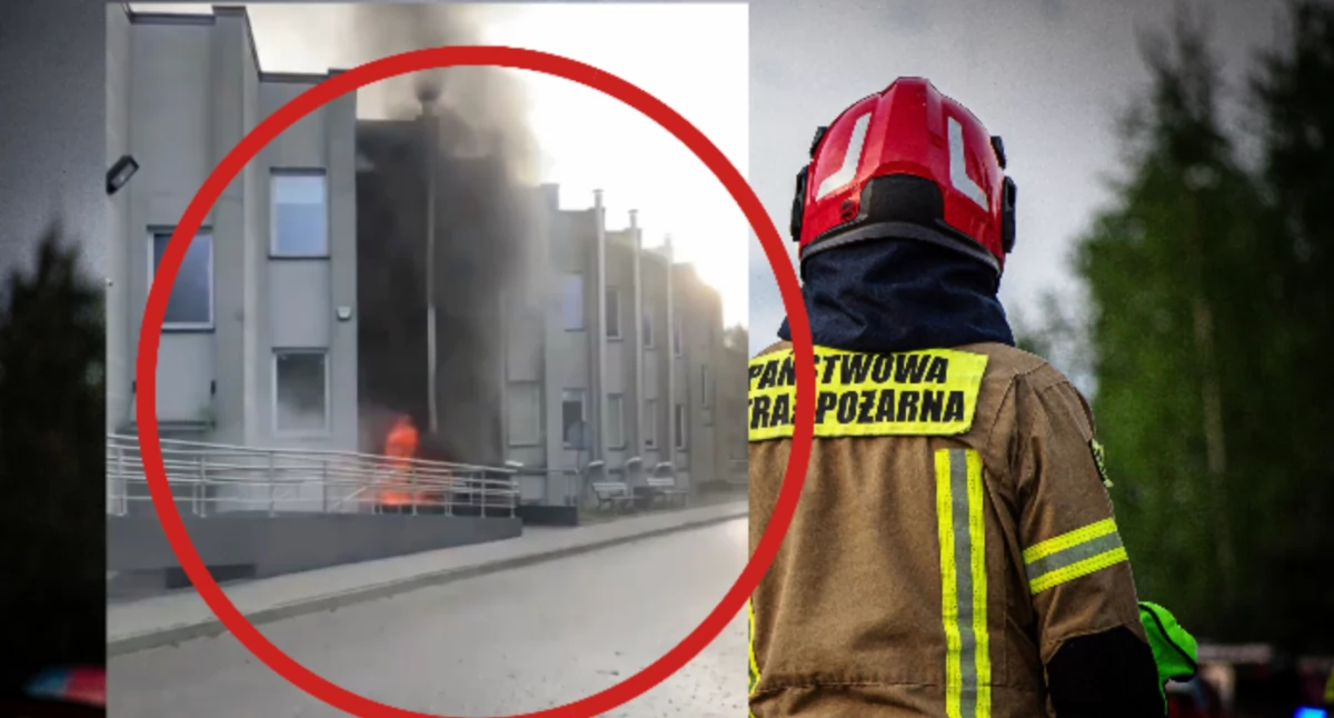 Zdjęcie z wybuchu gazu z Otwocku. Płomienie ognia na terenie Narodowego Centrum Badań Jądrowych