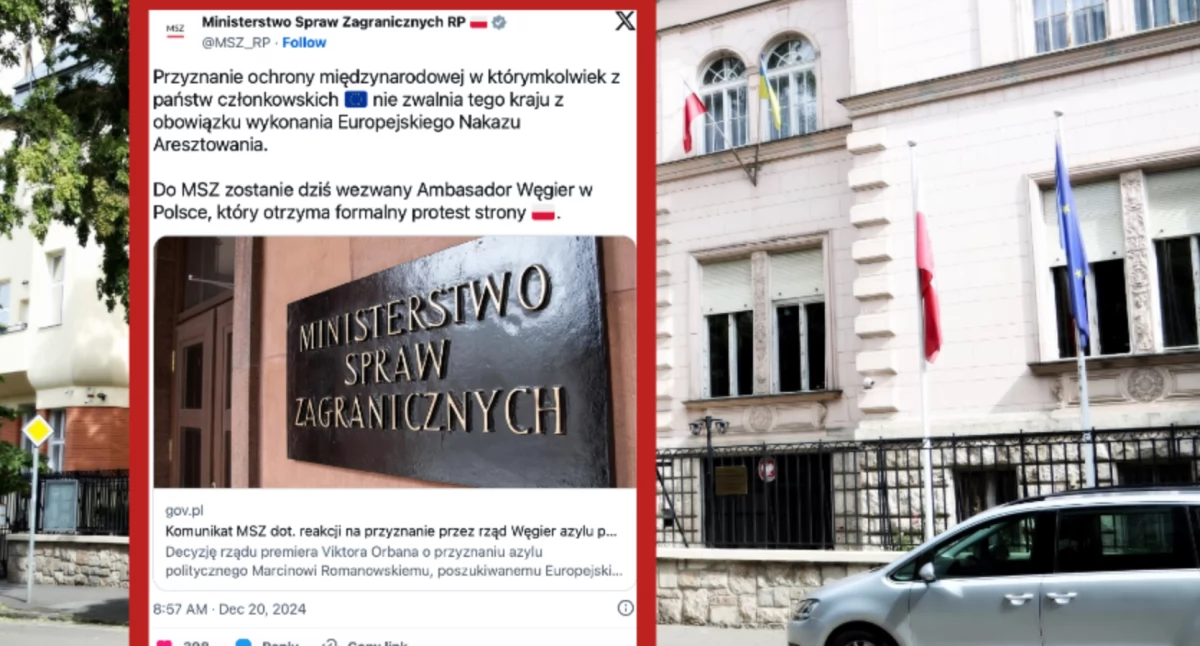 Zdjęcie ambasady Polski w Budapeszcie. Ministerstwo Spraw Zagranicznych wydało komunikat ws. Romanowskiego