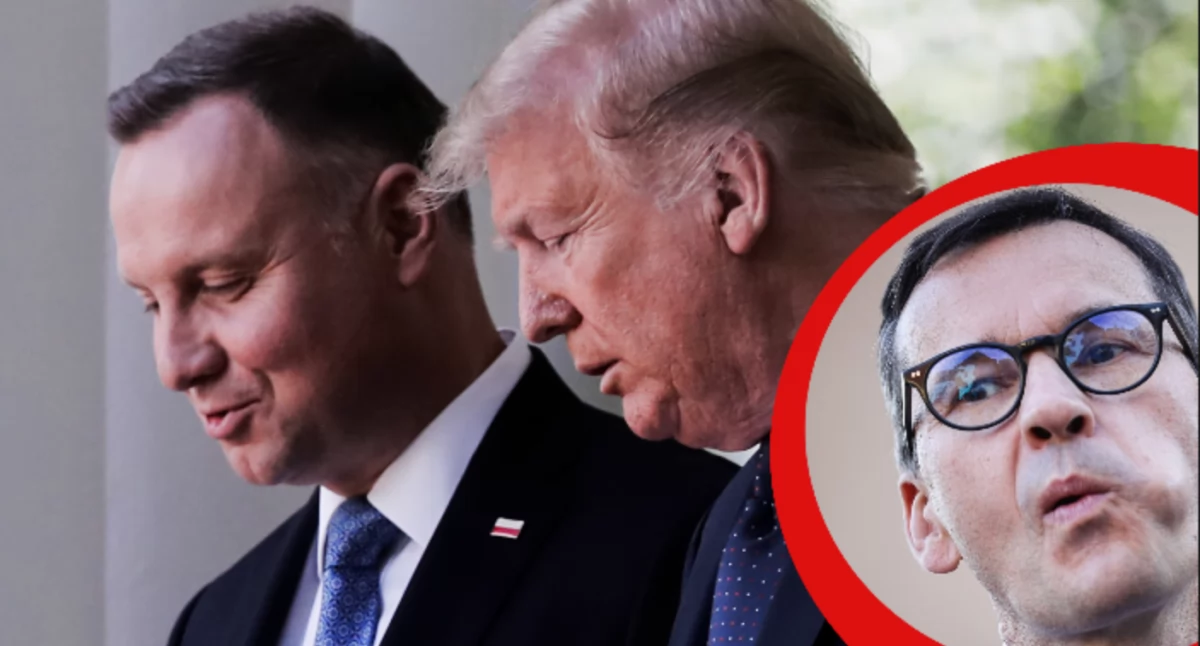 Zdjęcie Andrzeja Dudy, Donalda Trumpa i Morawieckiego. Prezydent rezygnuje z wyjazdu do USA