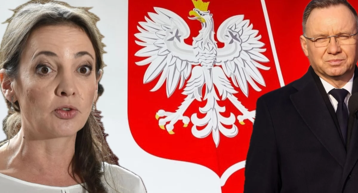 Neosędziowie nominowani przed prezydenta usunęli Orła Białego. Na zdjęciu od lewej Dagmara Pawełczyk-Woicka i Andrzej Duda.