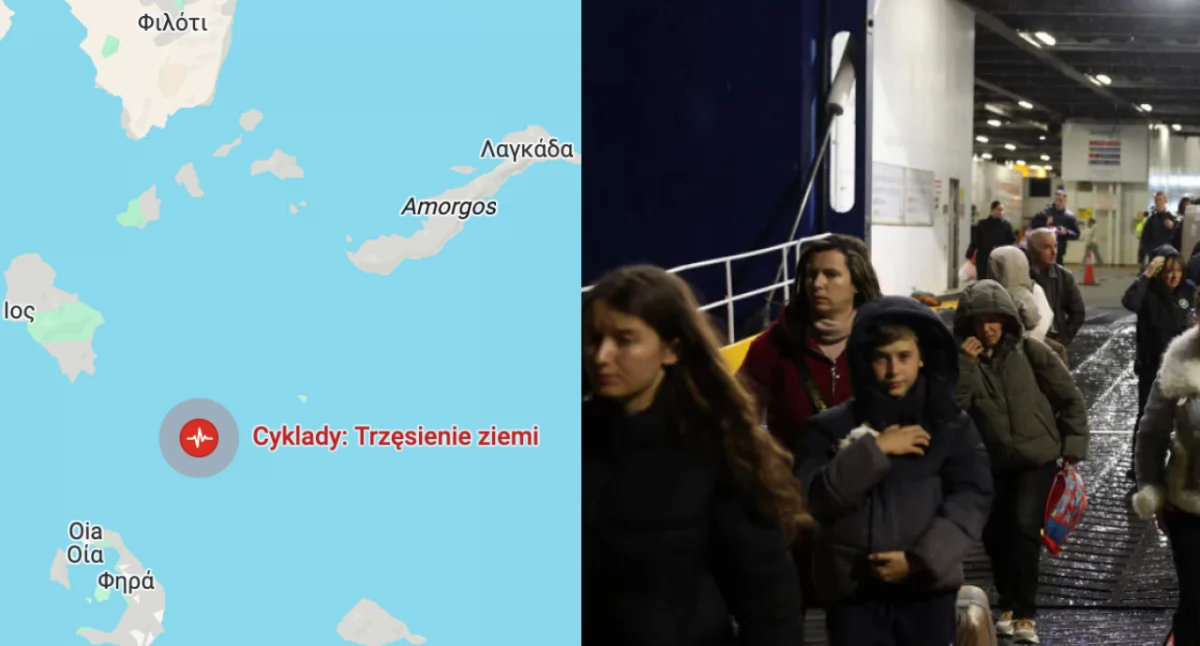 Zdjęcie mapy gdzie występują trzęsienia ziemi w Grecji. Trwa ewakuacja mieszkańców i turystów