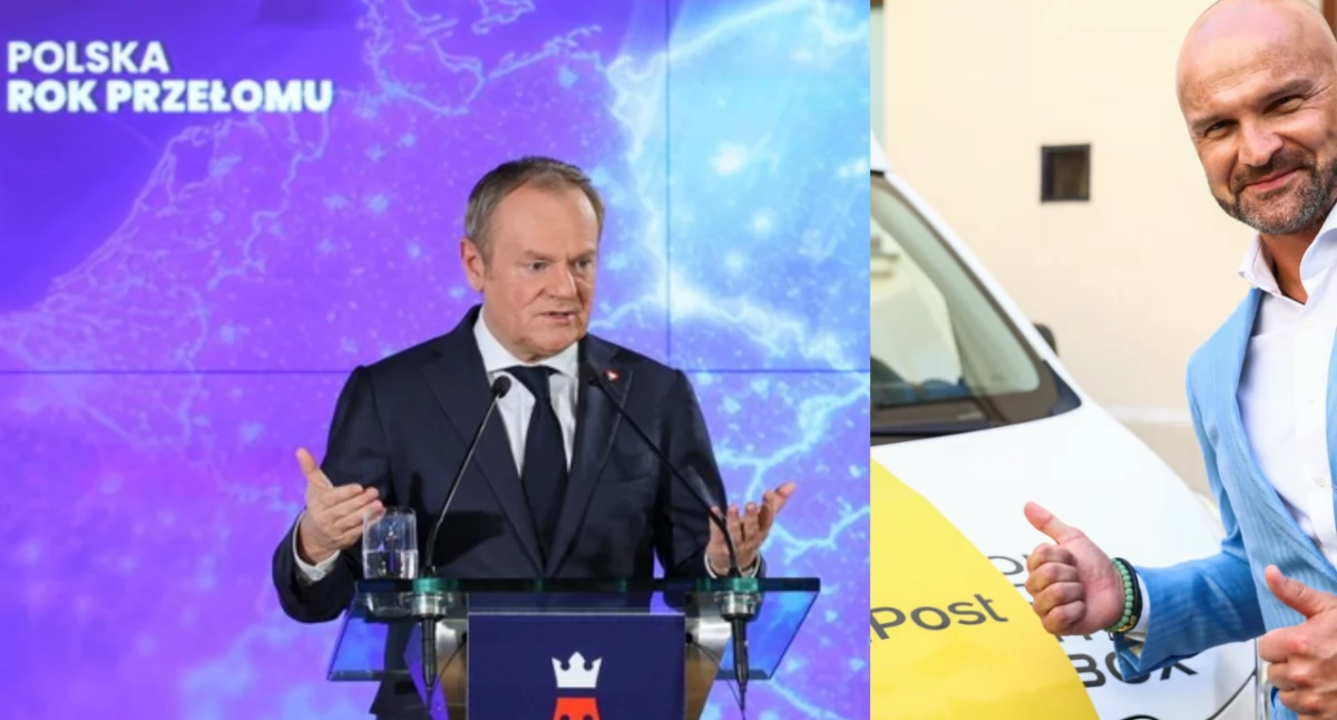 Zdjęcie premiera Donalda Tuska i Rafała Brzoski. Prezes In Postu przyjął wyzwanie i nie wyśmiał premiera rządu