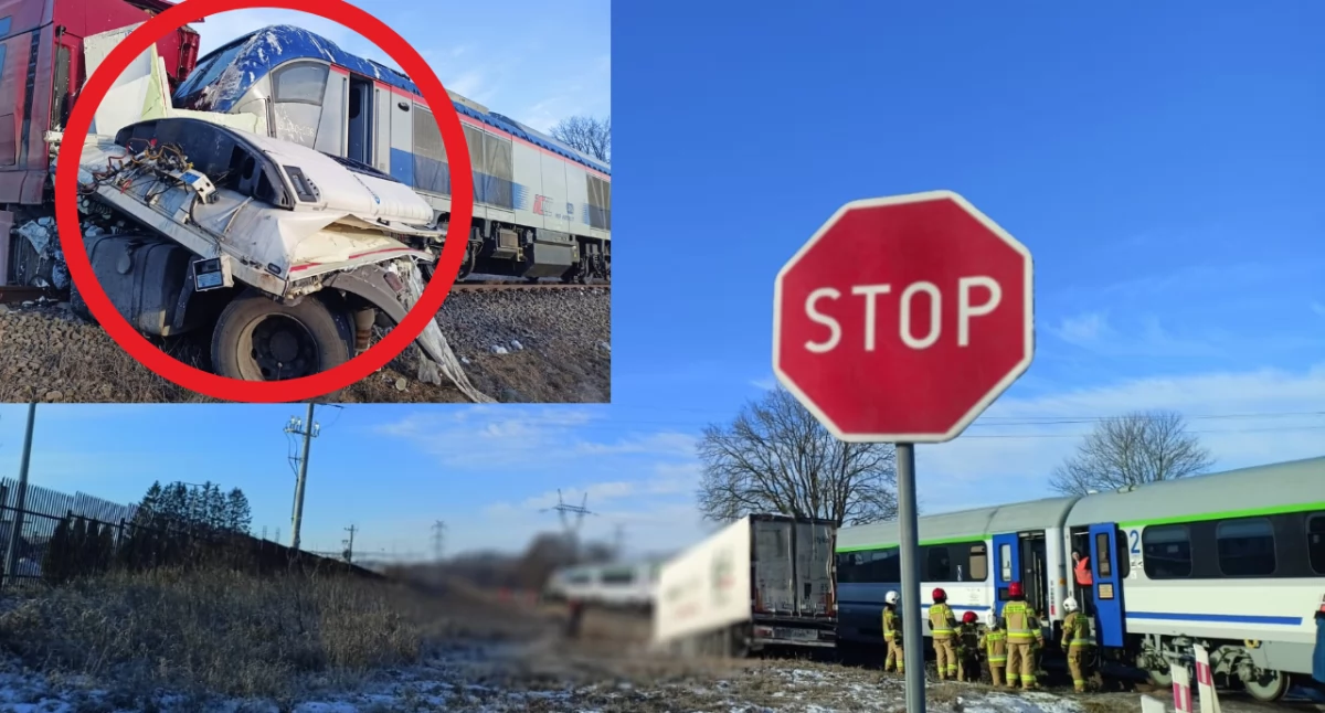 Zdjęcia z miejsca wypadku w Ełku. Pociąg staranował tira powodując ogromne opóźnienia na trasie Białystok-Szczecin