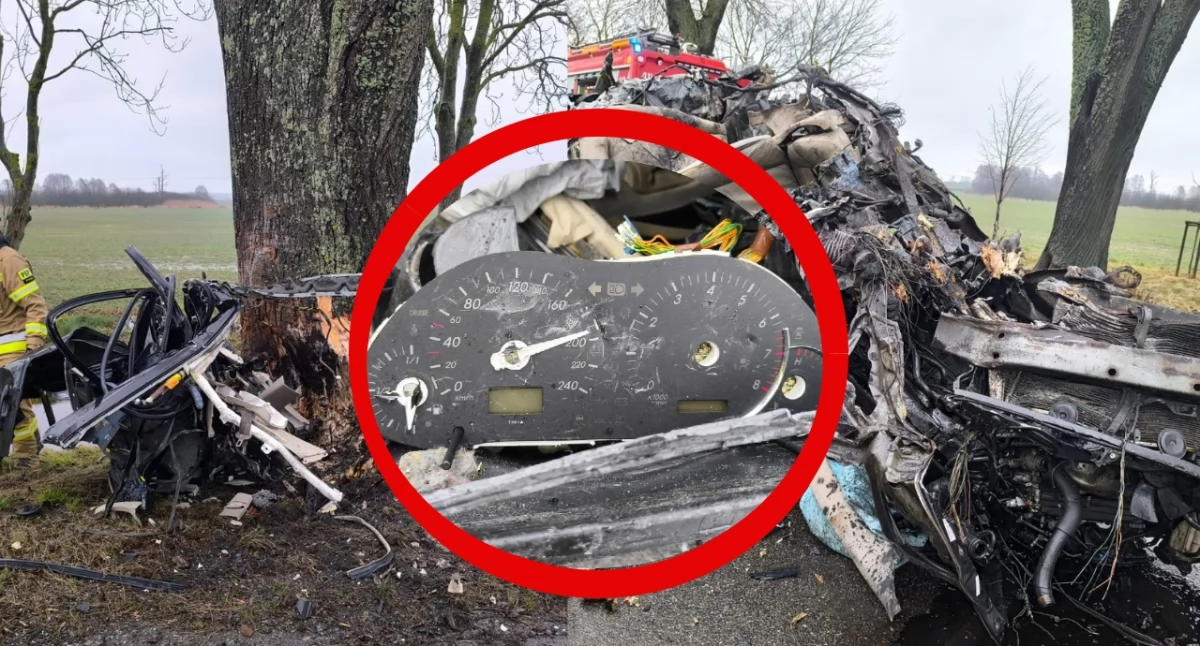 Zdjęcie z miejsca wypadku w Braniewo. Mężczyzna pędził 200 km/h – mimo reanimacji nie przeżył 