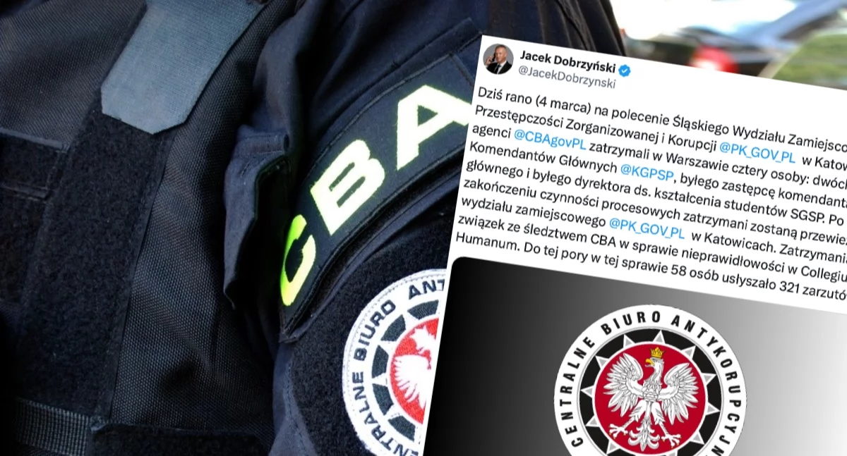 Cztery osoby zatrzymane w Warszawie. Śledztwo CBA w sprawie nieprawidłowości w Collegium Humanum