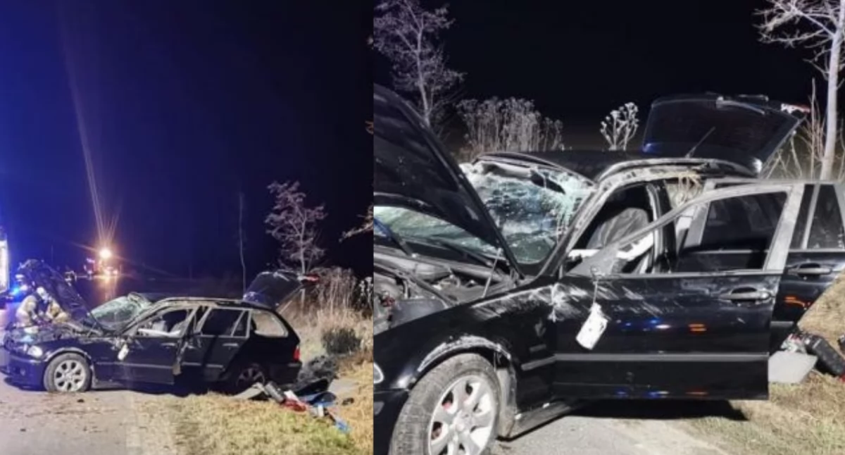 Zdjęcie z miejsca wypadku w Dębiczu. Pasażer BMW nie przeżył
