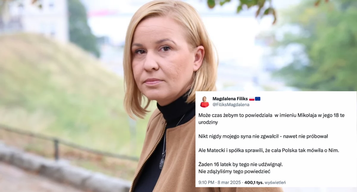 Poruszający wpis Magdaleny Filiks na platformie X. Odniosła się do tragicznej śmierci swojego syna w jego 18 urodziny
