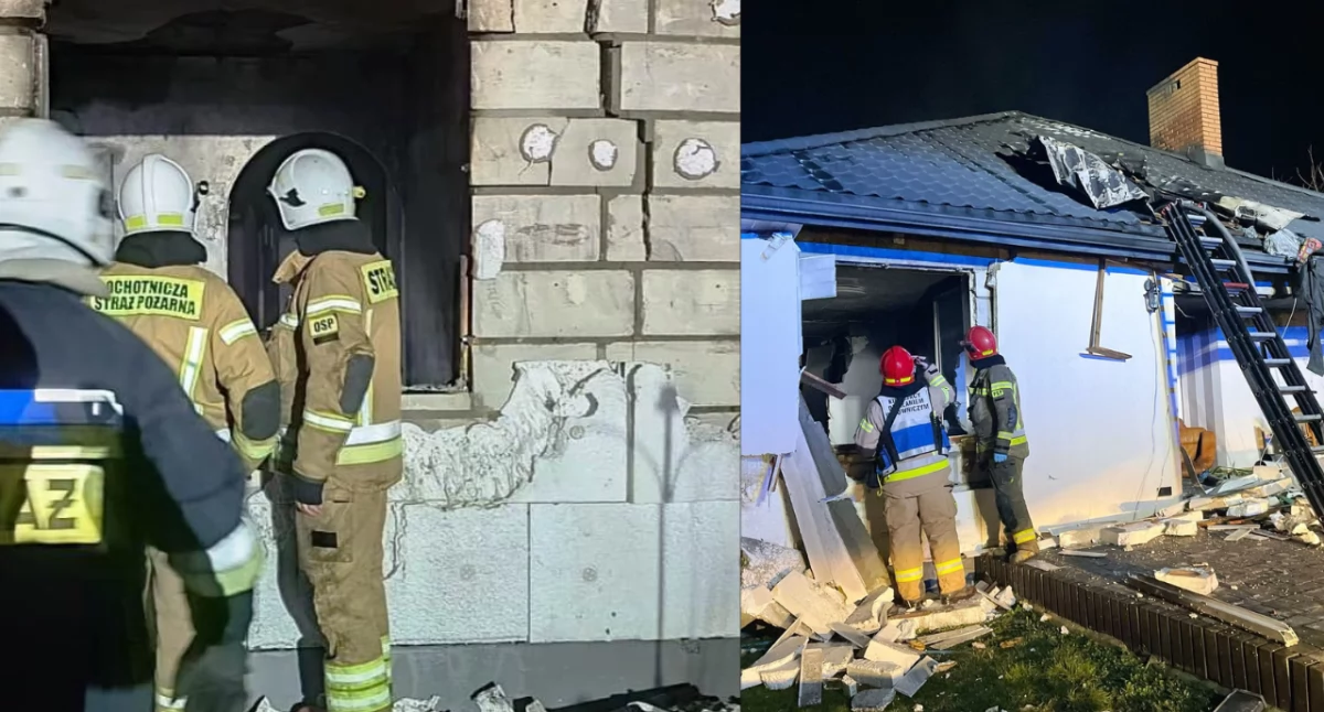 Wybuch i pożar domu w miejscowości Dobryń Duży. Strażacy znaleźli zwęglone ciało mężczyzny
