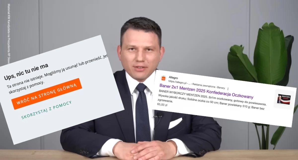 Banery wyborcze Sławomira Mentzena były sprzedawana na Allegro. Ujawniamy, jak nimi handlowano i ile przyniosły zysku 