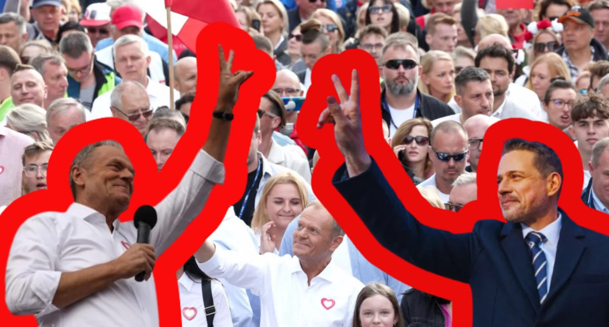 Zdjęcie Donalda Tuska i Rafała Trzaskowskiego. Znamy nową datę Wielkiego Marszu Patriotów w Warszawie