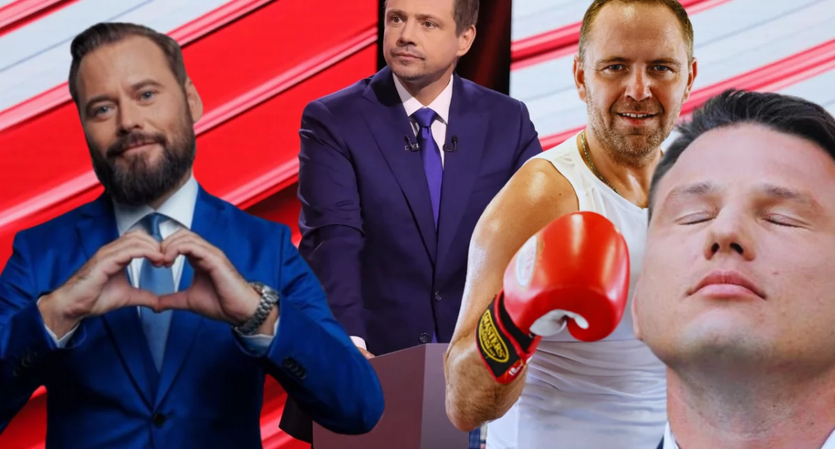 Rafał Trzaskowski podczas konferencji prasowej, na której zapowiedział debatę jeden na jeden dopiero w drugiej turze wyborów prezydenckich