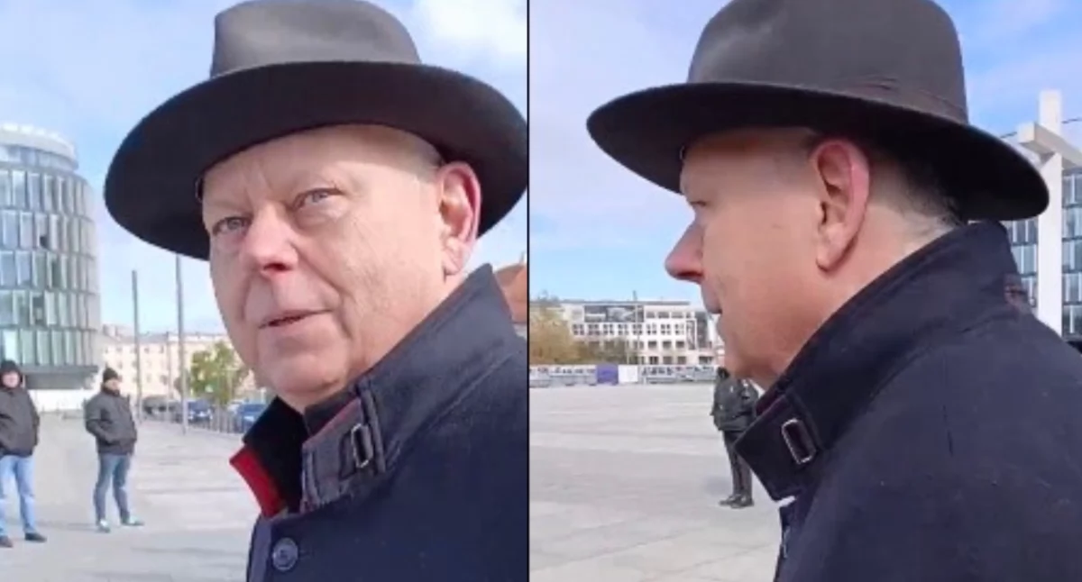 Marek Suski podczas 180. miesięcznicy smoleńskiej w Warszawie