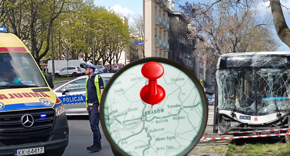 Dramat w Krakowie! Autobus wbił się w drzewo – dziesiątki rannych