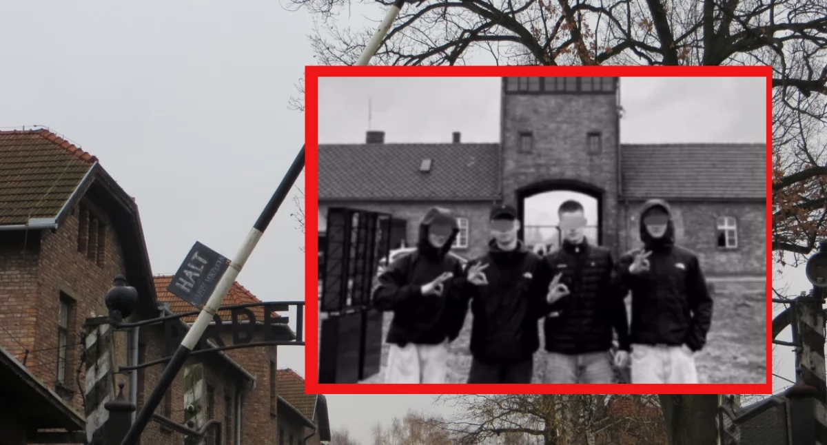 Szokujące zdjęcie z Auschwitz! Młodzież z Niemiec z gestem neonazistów