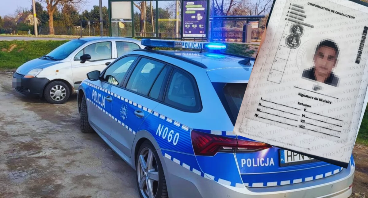 Zdjęcie z miejsca zatrzymania mężczyzny z fałszywymi prawami jazdy