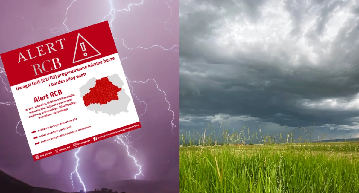 RCB rozsyła alerty – groźne burze i silny wiatr nadciągają do Polski