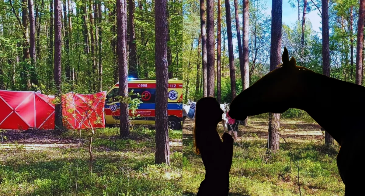 Zdjęcie z miejsca śmiertelnego wypadku nastolatki po upadku z konia