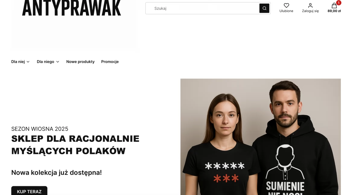 Sklep internetowy ANTYprawak.pl – koszulki, bluzy i gadżety dla nie oraz dla niego. Antyprawicowy sklep online