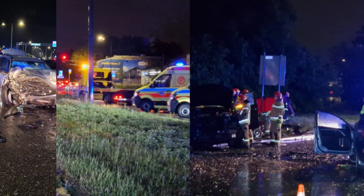 Zdjęcie z miejsca wypadku w Warszawie. Na miejscu zginęły dwie osoby