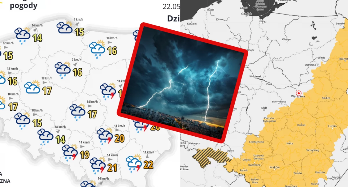 Prognoza pogody: Silne burze, opady do 50 mm i ostrzeżenia IMGW