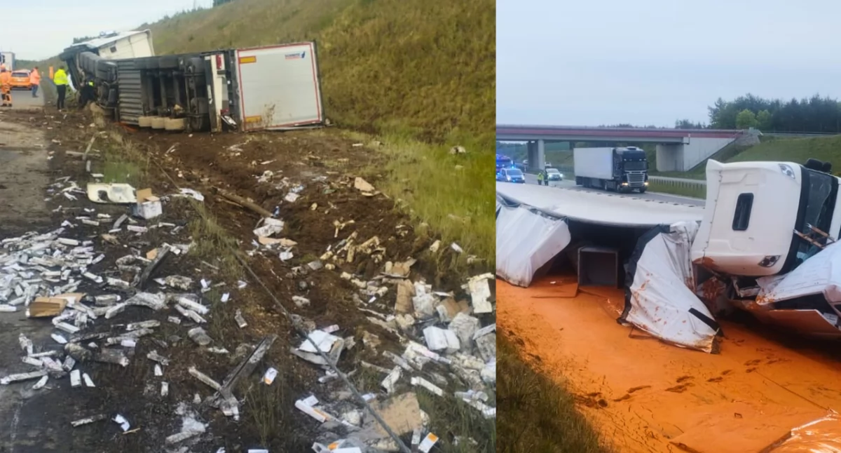 Nietypowy wypadek w Śląskiem – pomidorowy chaos na autostradzie A1