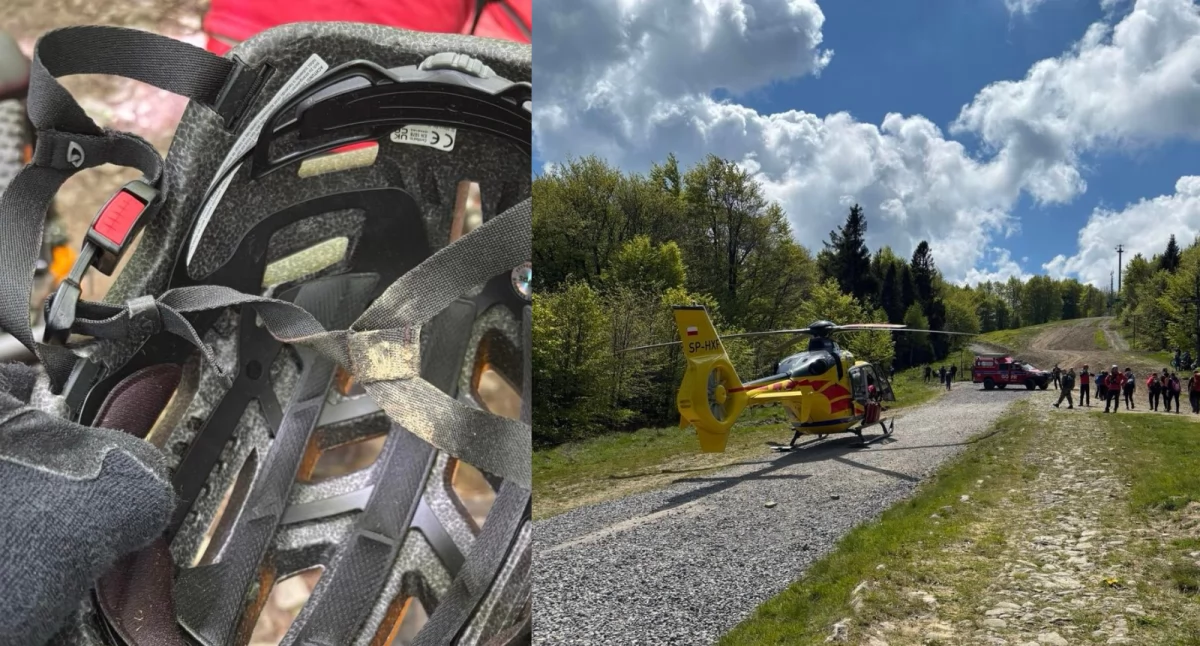 Groźne wypadki w Beskidach – dwóch rowerzystów ewakuowanych śmigłowcem