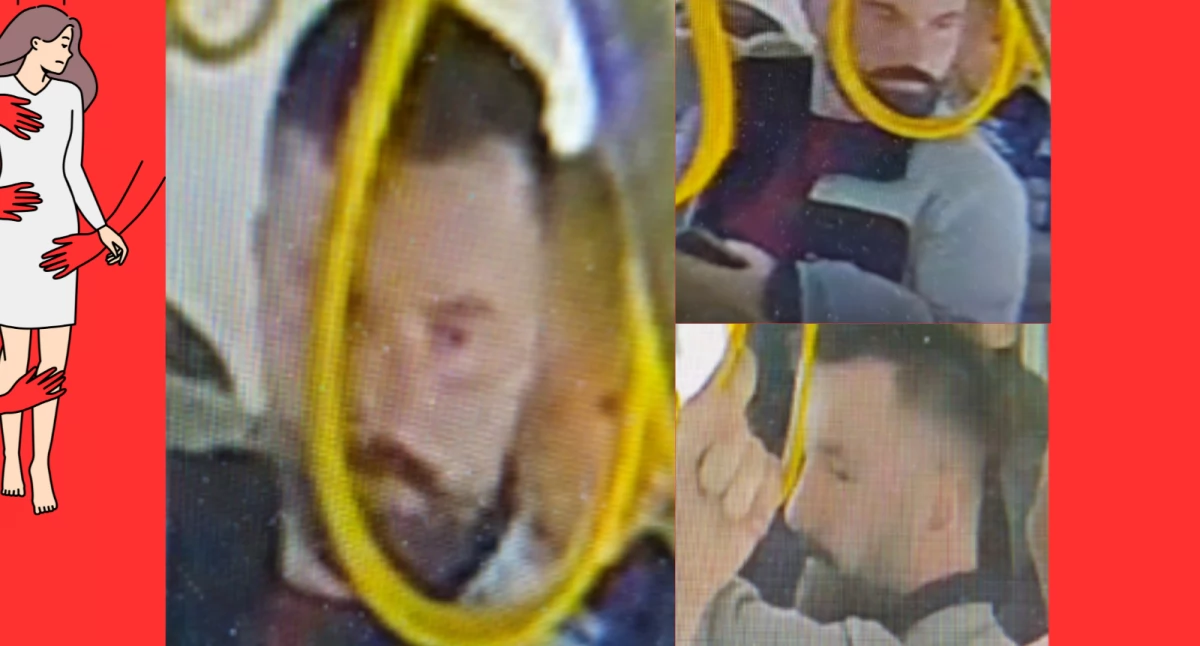 Zdjęcia z monitoringu w autobusie w Poznaniu mężczyzny poszukiwanego przez policję