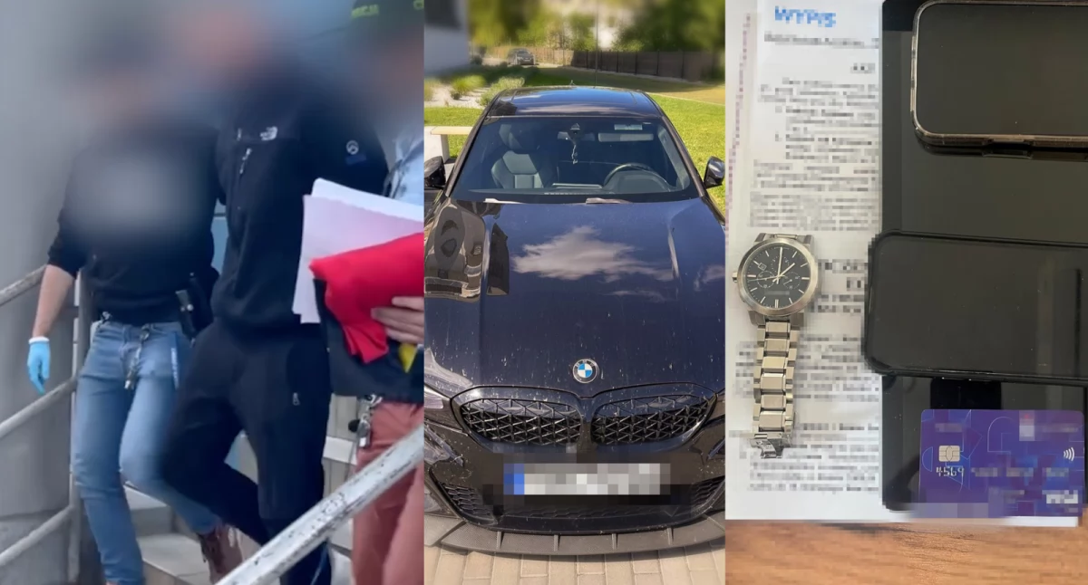 Zdjęcie z zatrzymania podejrzanych. Zakładali fałszywe zbiórki i fundację dla dzieci