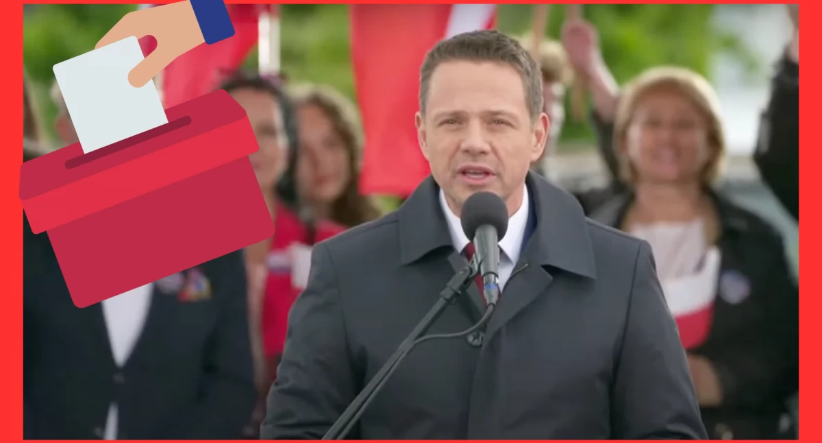 Zdjęcie Rafała Trzaskowskiego podczas wiecu