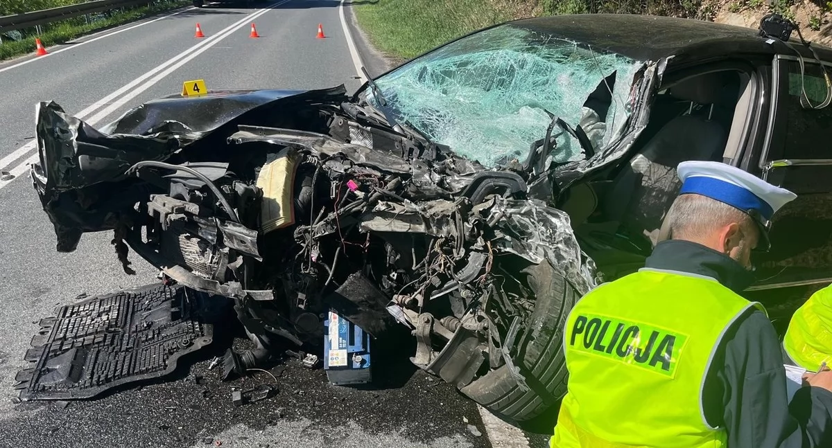 Policjanci pracujący w miejscu wypadku
