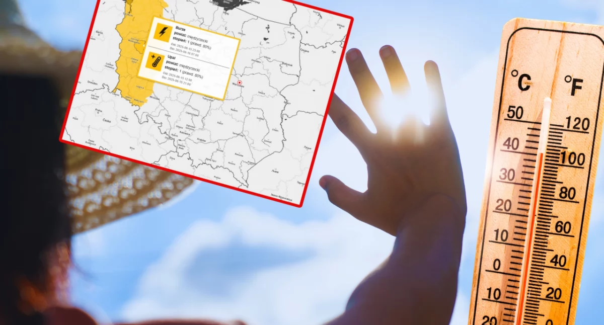 Zdjęcie mapy pogodowej w Polsce z zagrożeniem burzowym