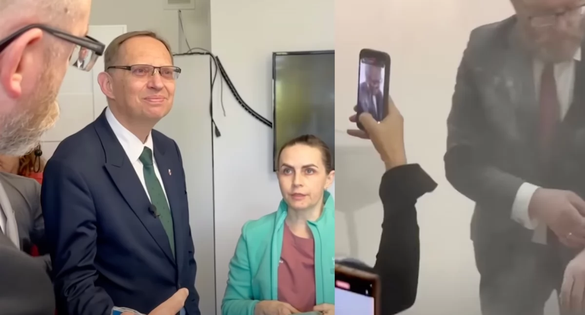 Zdjęcie Grzegorza Brauna ze szpitala w Oleśnicy i w Sejmie