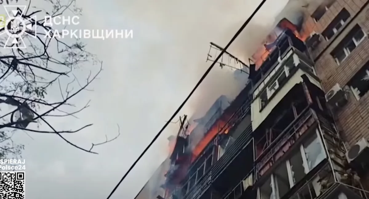 Rosyjski atak dronami na Charków  