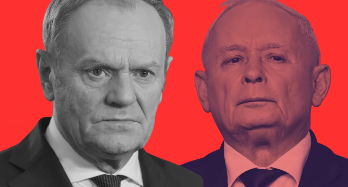 Zdjęcie Donalda Tuska i Jarosława Kaczyńskiego. Najnowszy sondaż poparcia