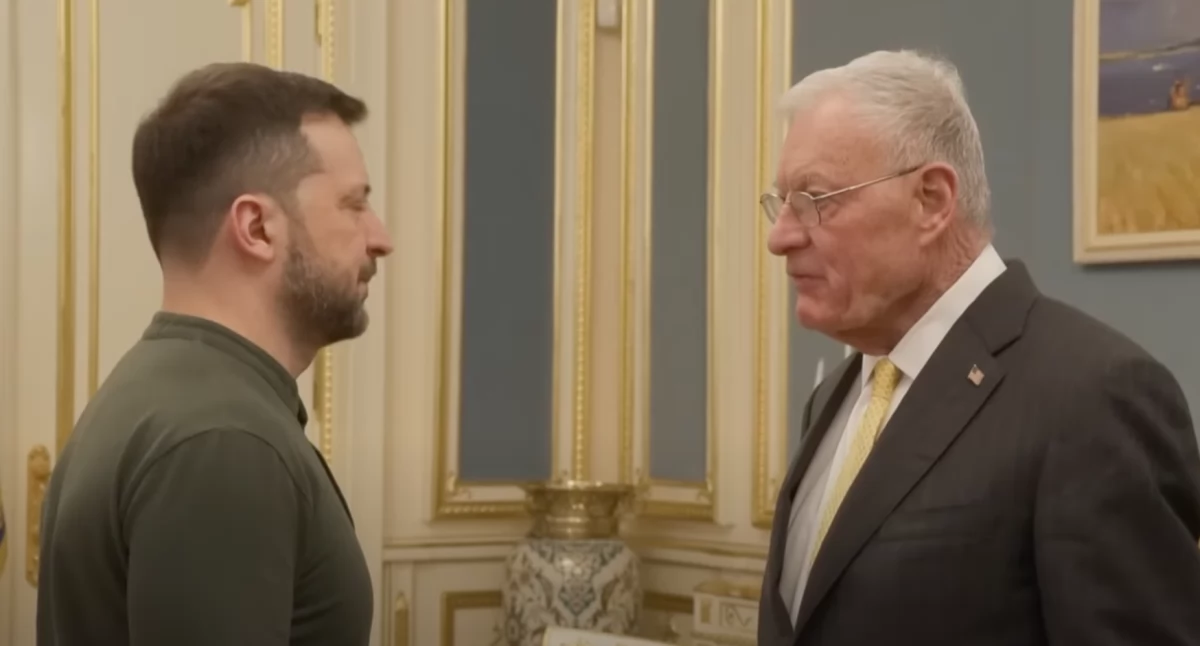 Wołodymyr Zełenski podczas spotkania z generałem Keithem Kelloggiem w Kijowie