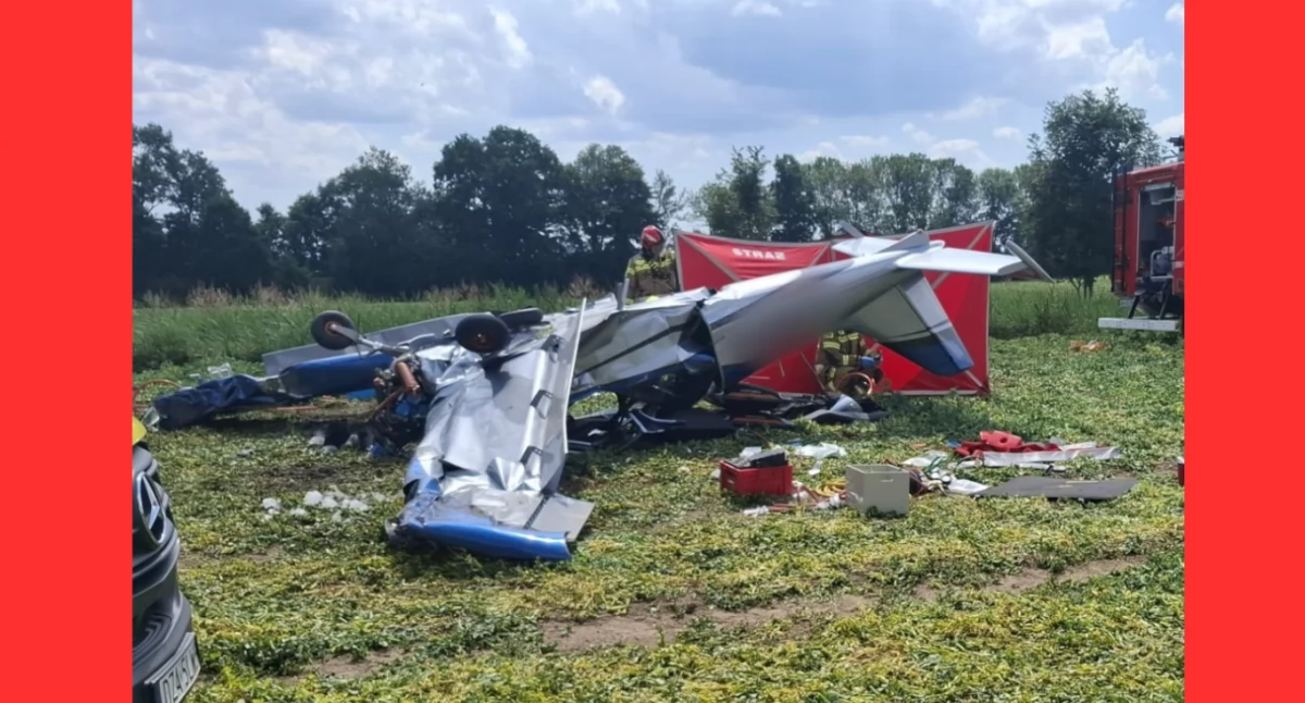 Zdjęcie z wypadku awionetki na Dolnym Śląsku