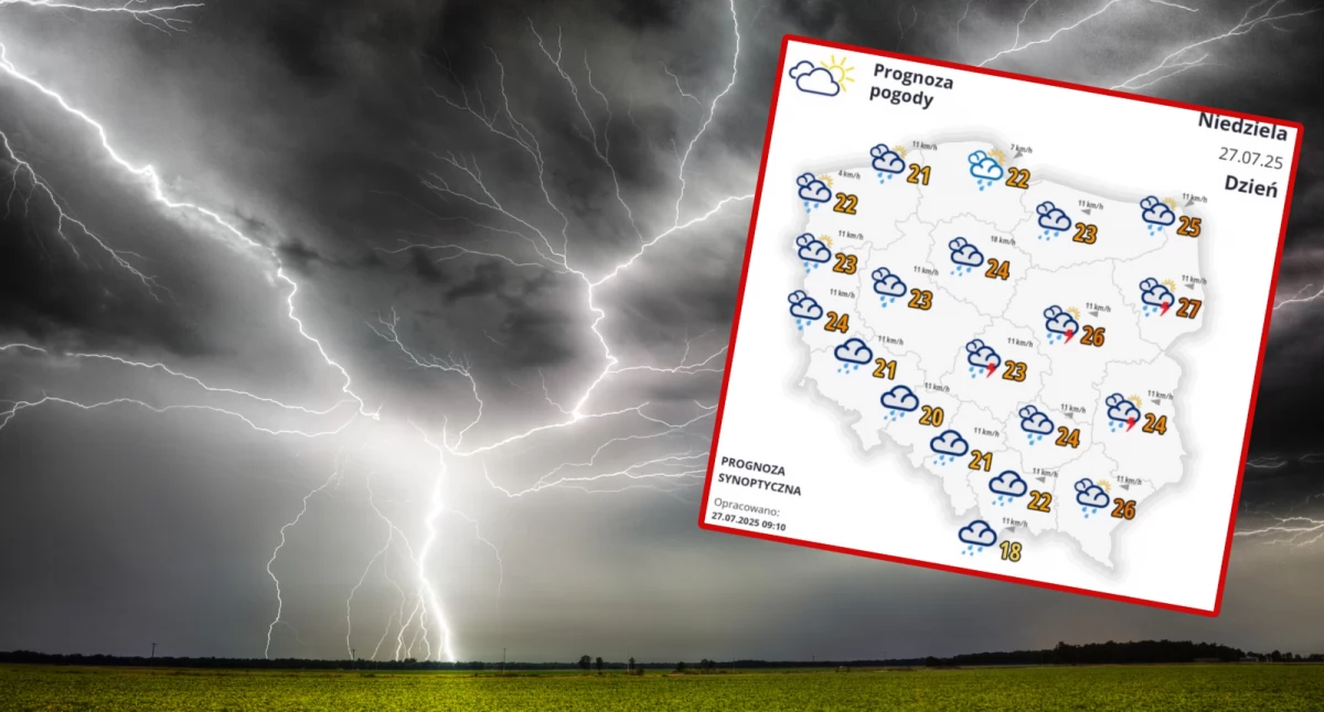 Zdjęcie mapy pogodowej w Polsce. Szczegółowa prognoza pogody i ostrzeżenia IMGW