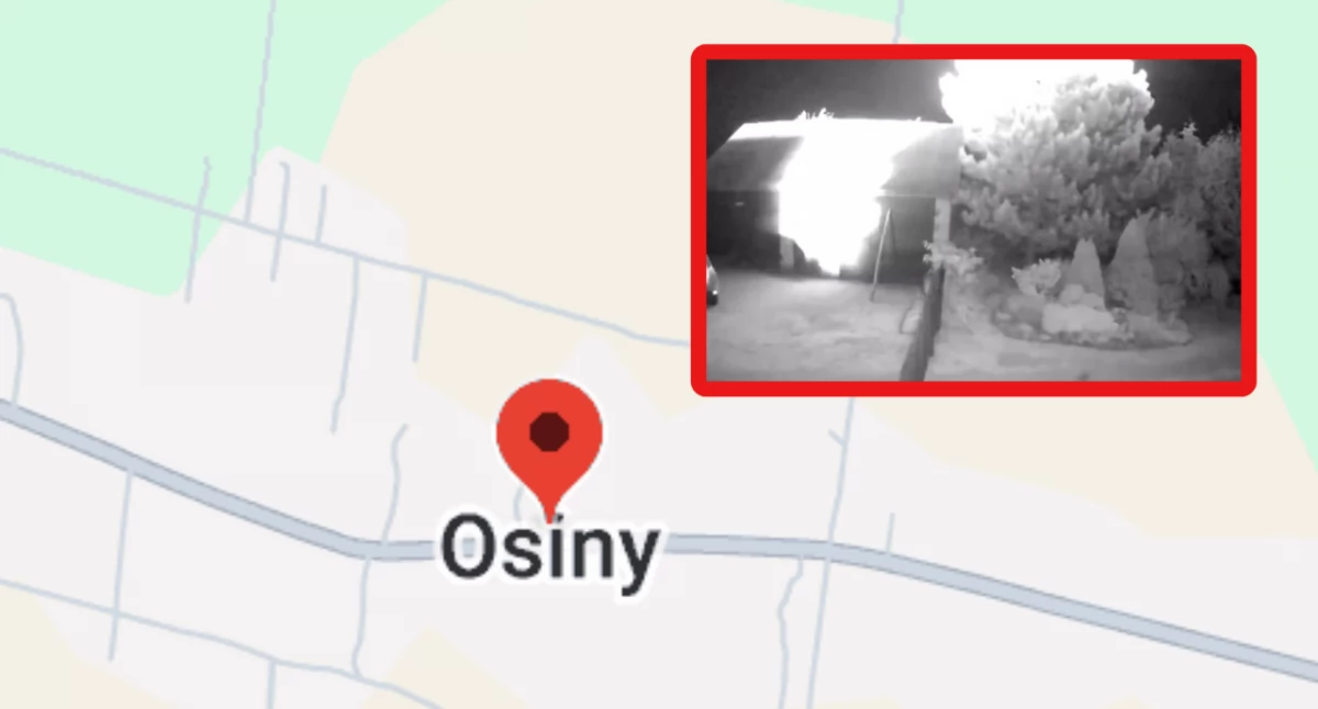 Zdjęcie z wybuchu niezidentyfikowanego obiektu w miejscowości Osiny