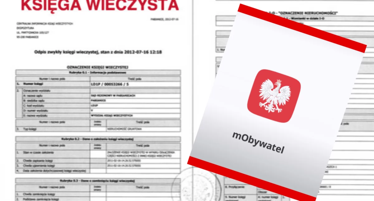 Księgi wieczyste i dane z KRS dostępne online w aplikacji mObywatel